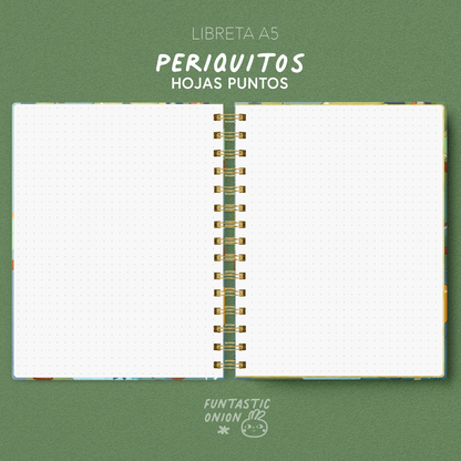 Libreta A5 Anillada Tapa Dura Inspirada en Periquitos | Funtastic Onion