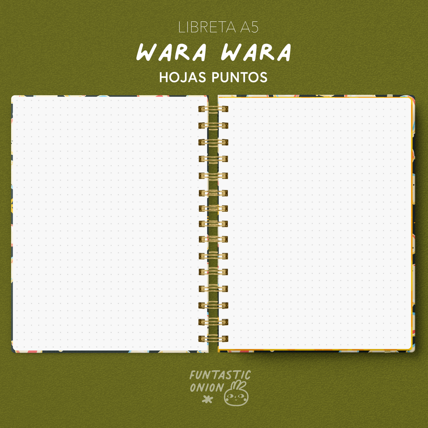 Cuaderno A5 Anillado Inspirado en Wara Wara | Funtastic Onion