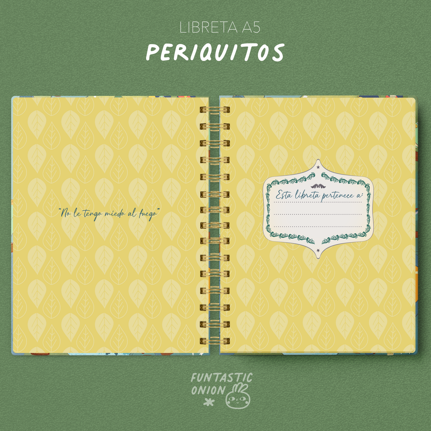 Libreta A5 Anillada Tapa Dura Inspirada en Periquitos | Funtastic Onion
