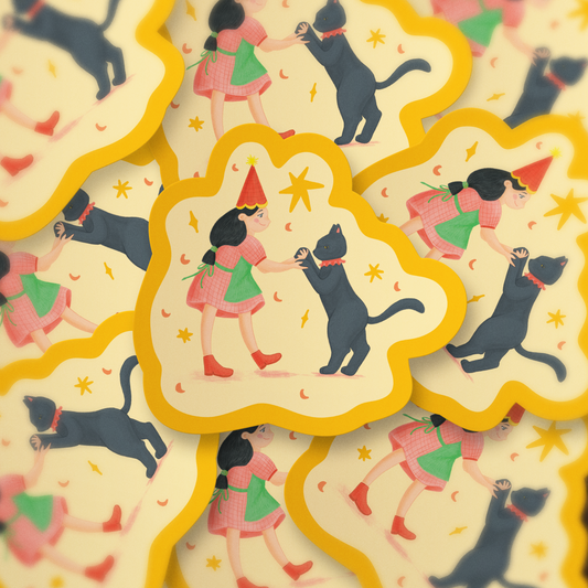 Sticker Bailarina y su gato