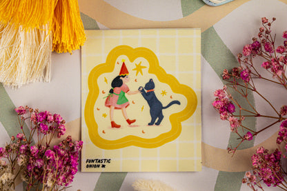 Sticker Bailarina y su gato